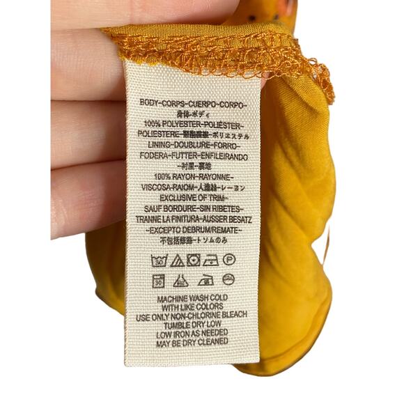 Free People Morning Light Mini Dress Long Sleeve Floral Print Yellow Blue Size 2 - Picture 8 of 10